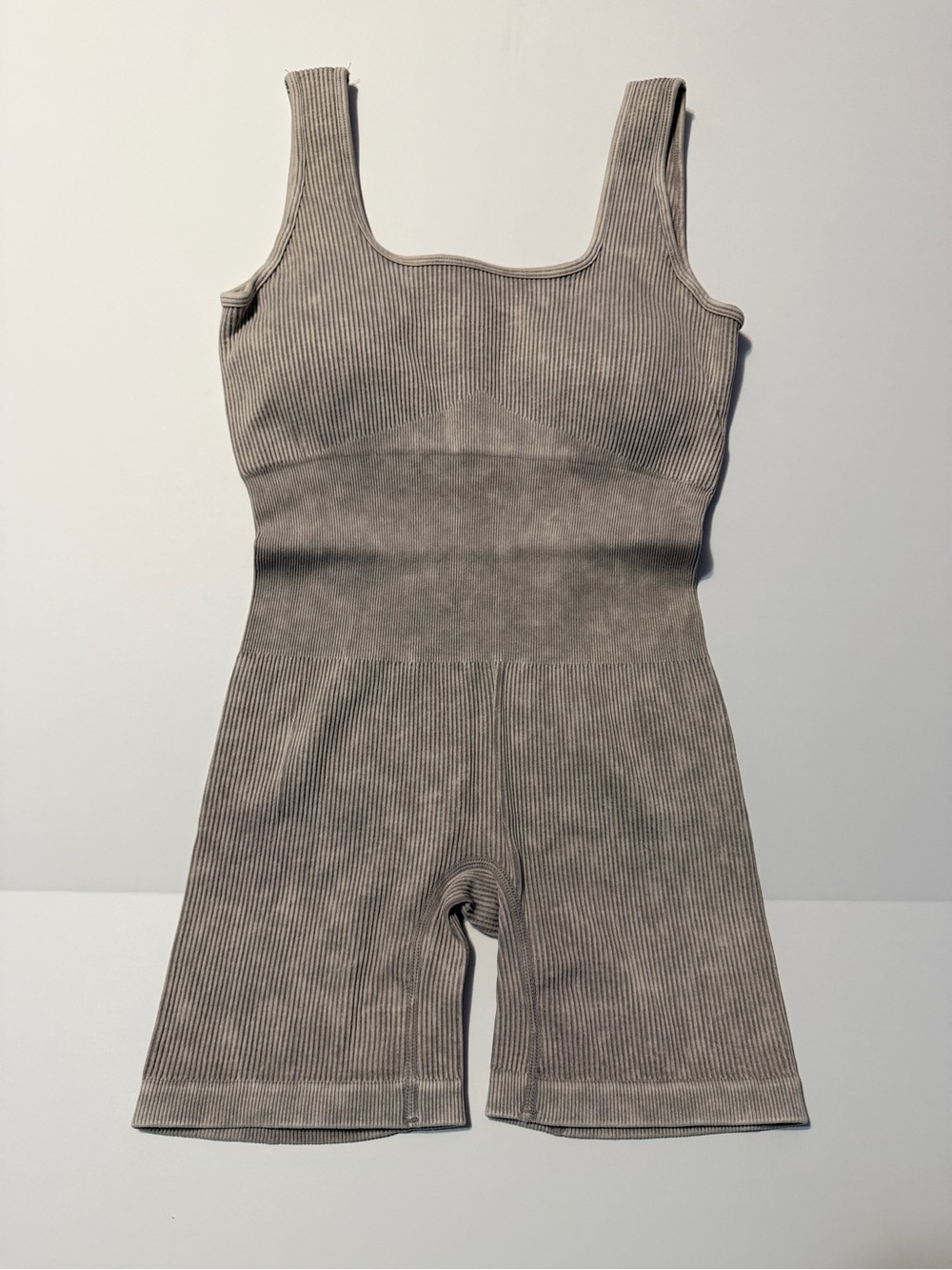 Zenana Outfitters Ribbed Tank Romper in Gray - Picture 2 of 2